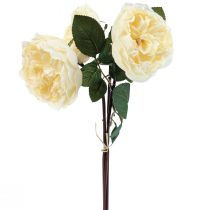 Prodotto Rose artificiali come veri fiori artificiali color crema 48 cm 3 pezzi