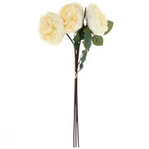 Prodotto Rose artificiali come veri fiori artificiali color crema 48 cm 3 pezzi