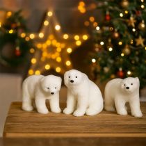 Prodotto Figure decorative di orso polare in piedi e seduto bianco 16/20 cm 3 pezzi