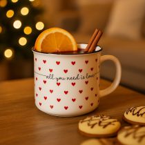 Prodotto Tazza con cuori tazza in ceramica bianca rossa Ø9cm H9cm