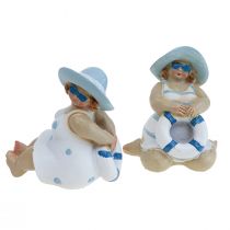 Maritime Deco Ladies Deco Figures Baddeko H10/9.5cm Set di 2
