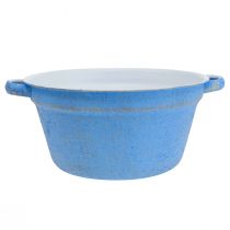 Prodotto Fioriera decorativa in metallo blu deco shabby Ø21cm H10.5cm