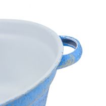 Prodotto Ciotola decorativa fioriera in metallo blu decorazione shabby Ø21cm H10,5cm