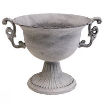 Ciotola decorativa tazza decorativa in metallo lavato bianco Ø20cm H17.5cm