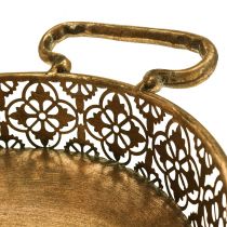 Prodotto Vassoio decorativo vassoio ovale in metallo dorato dall&#39;aspetto antico oro set di 3