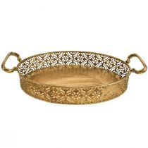 Vassoio decorativo vassoio ovale in metallo dorato dall&#39;aspetto antico oro set di 3