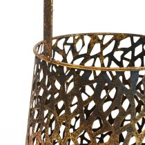 Deco lanterna decorazione da tavolo porta tealight oro antico 14,5 cm