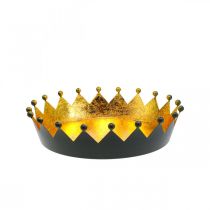 Decorazione da tavola Corona di Natale oro nero Ø16,5cm H6cm