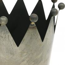 Corona decorativa effetto antico decorazione in metallo grigio Ø17,5cm H17,5cm