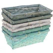 Prodotto Fioriera, cesto per piante intrecciato, cesto per trucioli quadrato verde/bianco 25 cm 6 pz