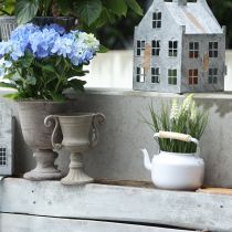 Prodotto Teiera decorativa in metallo bianco con fioriera Ø12 cm H10 cm