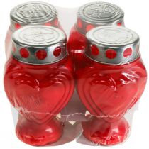 Prodotto Candele tombali cuore rosso luce lutto luce commemorativa 9×8×15cm 24h 4 pz
