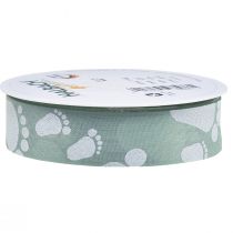 Prodotto Nastro regalo decorazione piedini bambino battesimo verde 25mm 16m