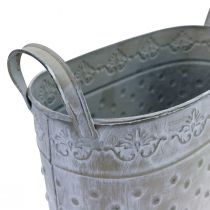Vaso da fiori ovale con manici Jardiniere metallo 24/19/14cm set di 3