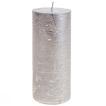 Candele a colonna modello platino lucido 200mm Ø85mm 2pz