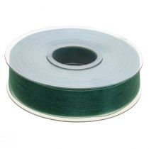 Prodotto Nastro in organza verde nastro regalo bordo intrecciato verde abete 25mm 50m