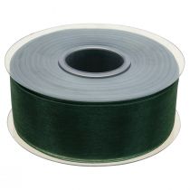 Prodotto Nastro in organza verde nastro regalo bordo intrecciato verde abete 40mm 50m
