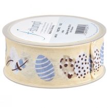 Prodotto Nastro regalo Nastro decorativo pasquale Uova di Pasqua crema 40mm 20m