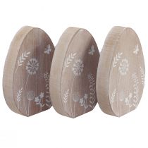 Prodotto Decorazione da tavolo Uovo di Pasqua Decorazione in legno Portauovo in legno 14,5 cm 3 pezzi