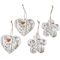 Prodotto Decorazione da appendere decorazione in metallo cuori e fiori bianchi 10 cm 4 pz