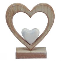 Cuore decorativo decorazione in legno supporto da tavolo decorazione vintage H17,5 cm