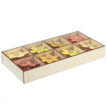 Prodotto Fiori in legno da appendere decorazione decorazione estiva in legno giallo 4,5 cm 24 pz