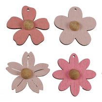 Prodotto Fiori in legno da appendere decorazione decorazione estiva in legno rosa 4,5 cm 24 pezzi