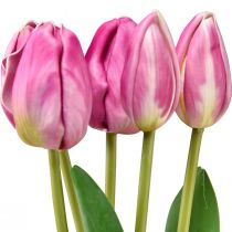 Prodotto Decorazione tulipani rosa Real Touch Fiori artificiali Primavera 49 cm 5 pezzi
