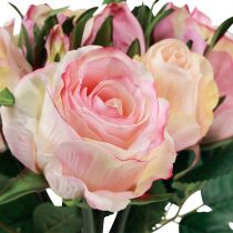 Prodotto Rose artificiali Decorazione rose artificiali rosa crema 29 cm 12 pezzi