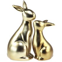 Prodotto Coniglietti pasquali mamma coniglietto in ceramica dorata 20/13 cm set da 2