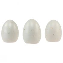 Prodotto Decorazione uova di Pasqua in ceramica grigio oro con pois 8,5 cm 3 pz