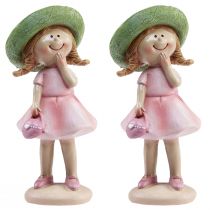 Prodotto Figure decorative ragazza con cappello rosa verde 6,5x5,5x14,5 cm 2 pezzi
