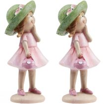Prodotto Figure decorative ragazza con cappello rosa verde 6,5x5,5x14,5 cm 2 pezzi