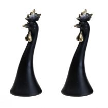 Prodotto Decorazione pasquale decorazione pollo gallo oro nero H19cm 2 pezzi