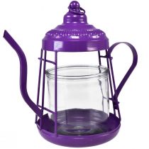 Prodotto Porta tealight lanterna in vetro teiera viola Ø15cm H26cm