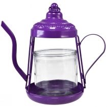 Prodotto Porta tealight lanterna in vetro teiera viola Ø15cm H26cm
