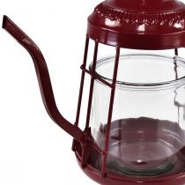 Prodotto Porta tealight lanterna in vetro teiera rossa Ø15cm H26cm