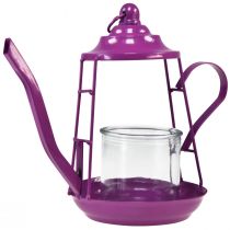 Prodotto Porta tealight lanterna in vetro teiera rosa Ø13cm H22cm
