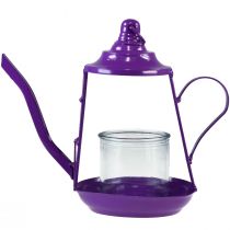 Prodotto Porta tealight lanterna in vetro teiera viola Ø13cm H22cm