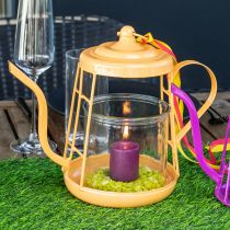 Prodotto Porta tealight lanterna in vetro teiera arancione Ø13cm 22cm