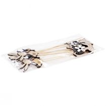 Prodotto Spina fiore Coniglietto pasquale nero bianco naturale H9cm 12 pz