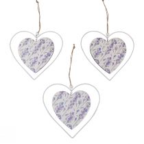 Prodotto Cuori decorativi da appendere lilla bianco 18,5×17 cm 4 pz