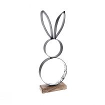 Prodotto Coniglietto pasquale conigli nero argento metallo legno 13,5×37 cm
