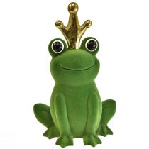 Rana decorativa, principe ranocchio, decorazione primaverile, rana con corona d&#39;oro verde 40,5 cm