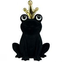 Rana decorativa, principe ranocchio, decorazione primaverile, rana con corona d&#39;oro nera 40,5 cm