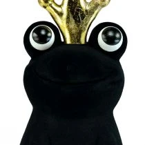 Prodotto Rana decorativa, principe ranocchio, decorazione primaverile, rana con corona d'oro nera 40,5 cm