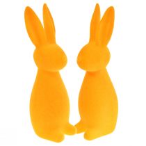 Coniglietti pasquali coniglietti decorativi floccati arancioni 8x10x29cm 2pz