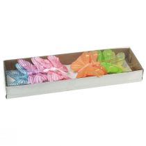 Prodotto Farfalle decorative su filo piume colorate 5,5×8 cm 12 pz