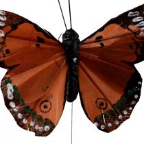 Prodotto Farfalle decorative su filo piume verde rosa arancione cm 6,5×10 12pz