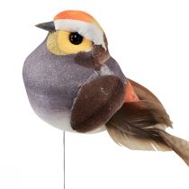 Prodotto Piuma di uccello su filo di uccello decorativo con piume grigie 4 cm 12 pezzi